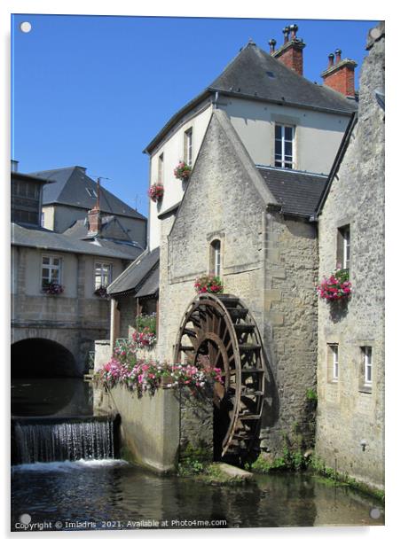 Picturesque Waterwheel, Bayeux, France Acrylic by Imladris 