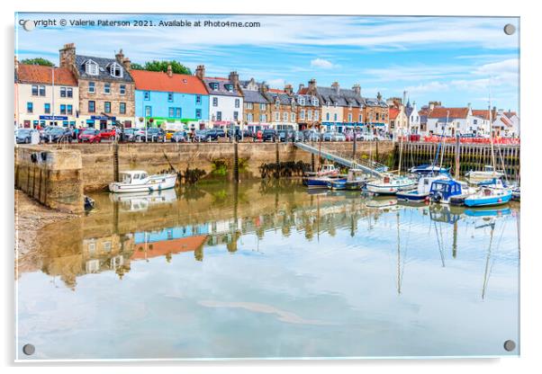 Anstruther Colourful Harbour Acrylic by Valerie Paterson