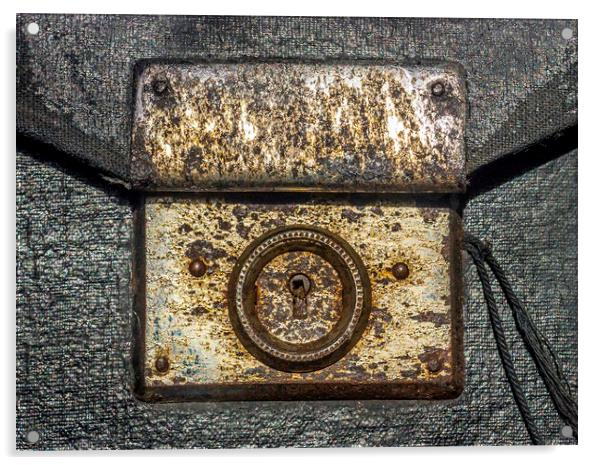Rusty lock closeup. Acrylic by Mikhail Pogosov
