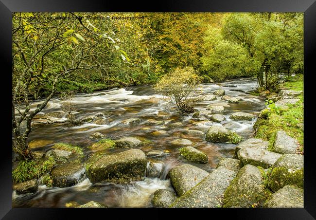 The East Dart River at Badgers Holt Dartmeet Dartm Framed Print by Nick Jenkins