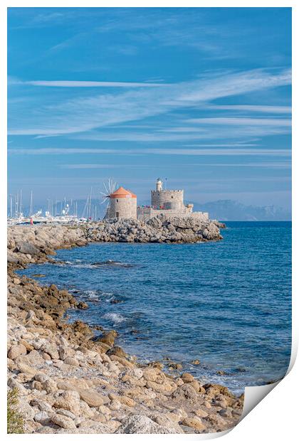 Rhodes Fort of Saint Nicholas by the Sea Print by Antony McAulay