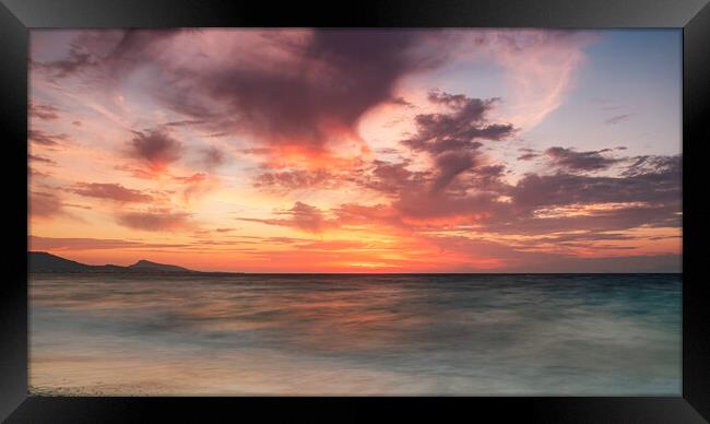 Rhodes Kato Petres Beach Epic Sunset Framed Print by Antony McAulay