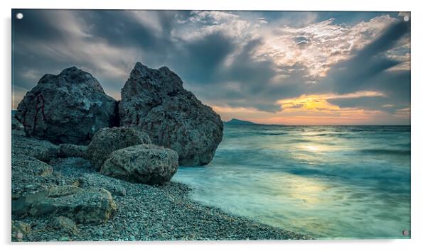 Rhodes Kato Petres Beach Panorama Acrylic by Antony McAulay
