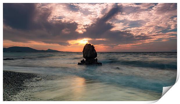 Rhodes Kato Petres Beach Solo Rock Panorama Print by Antony McAulay