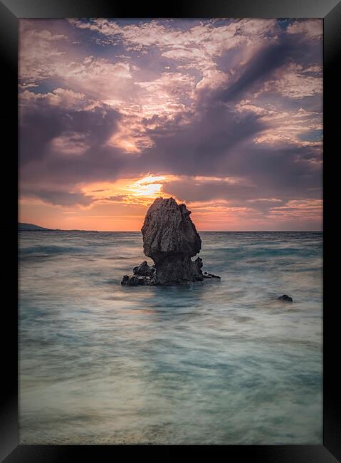 Rhodes Kato Petres Beach Solo Rock Framed Print by Antony McAulay