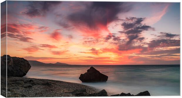 Rhodes Kato Petres Beach Spectacular Sunset Canvas Print by Antony McAulay