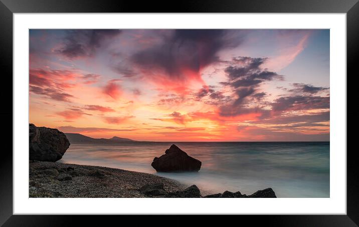 Rhodes Kato Petres Beach Spectacular Sunset Framed Mounted Print by Antony McAulay