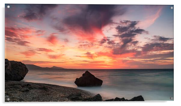 Rhodes Kato Petres Beach Spectacular Sunset Acrylic by Antony McAulay