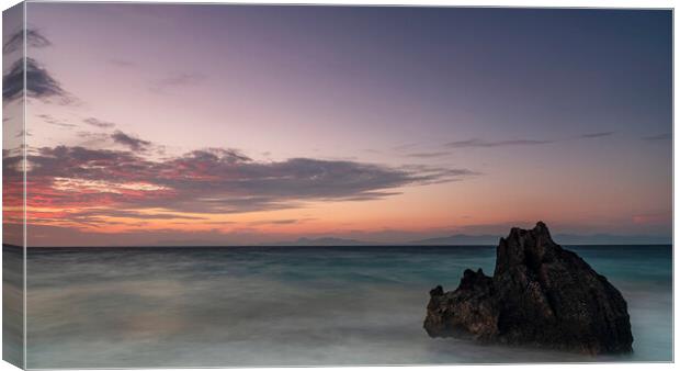 Rhodes Kato Petres Beach Sunset Canvas Print by Antony McAulay