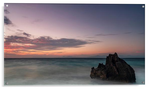 Rhodes Kato Petres Beach Sunset Acrylic by Antony McAulay