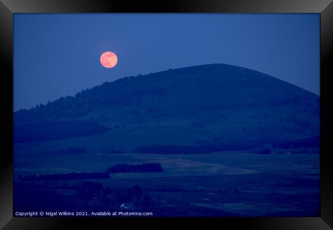 Moonrise over Great Mell Fell Framed Print by Nigel Wilkins