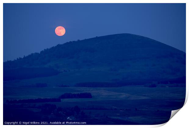 Moonrise over Great Mell Fell Print by Nigel Wilkins