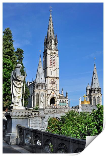 Basilica of our Lady of the Rosary at Lourdes, France Print by Arterra 