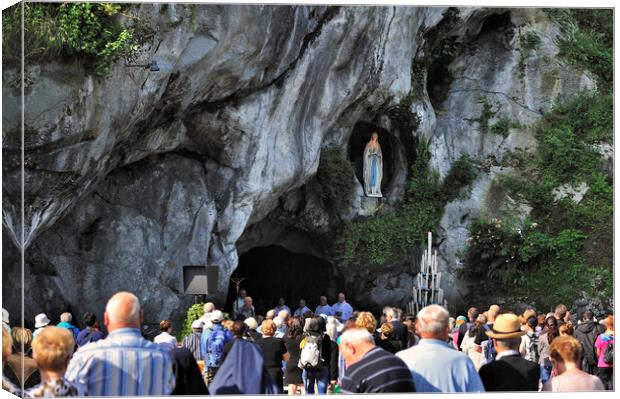 Grotto at Sanctuary of Our Lady of Lourdes, France Canvas Print by Arterra 
