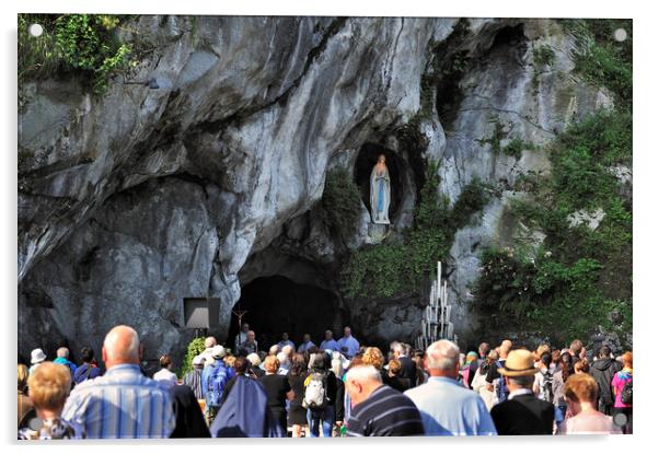 Grotto at Sanctuary of Our Lady of Lourdes, France Acrylic by Arterra 