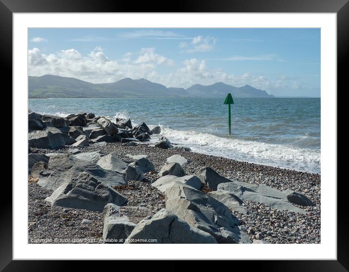 Beach at Dinas Dinlle Framed Mounted Print by JUDI LION