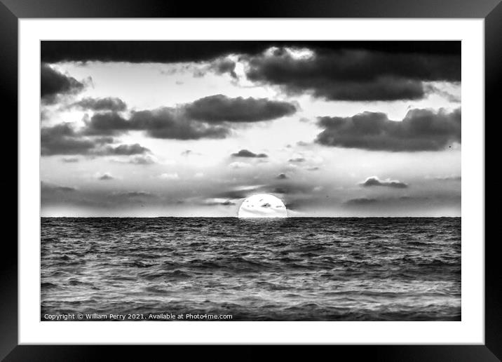 Black White Sunset La Jolla Shores Beach San Diego California Framed Mounted Print by William Perry