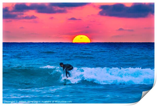 Surfer Sunset La Jolla Shores Beach San Diego California Print by William Perry
