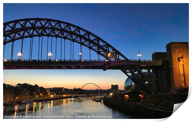 The Tyne Bridge at Sunrise Print by EMMA DANCE PHOTOGRAPHY