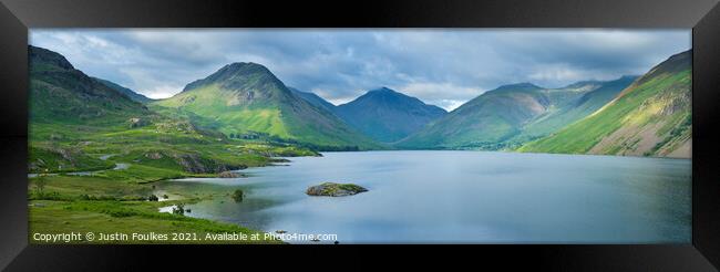 Panoramic view of Wastwater, Lake District Framed Print by Justin Foulkes