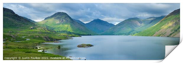 Panoramic view of Wastwater, Lake District Print by Justin Foulkes