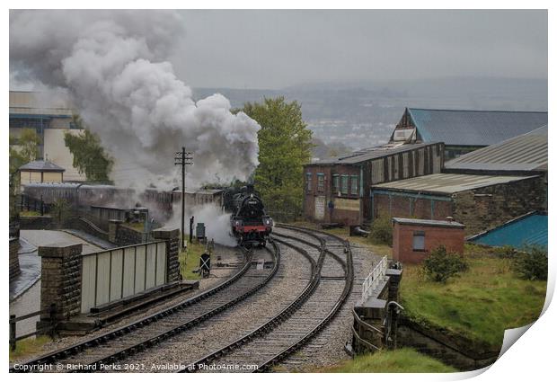 Leaving Keighley in the rain Print by Richard Perks