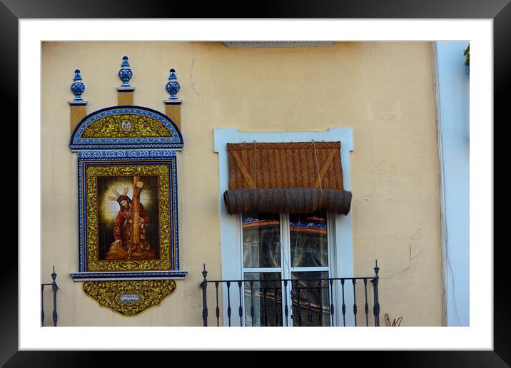 Ceramic panel with religion subject in Seville Framed Mounted Print by Jose Manuel Espigares Garc