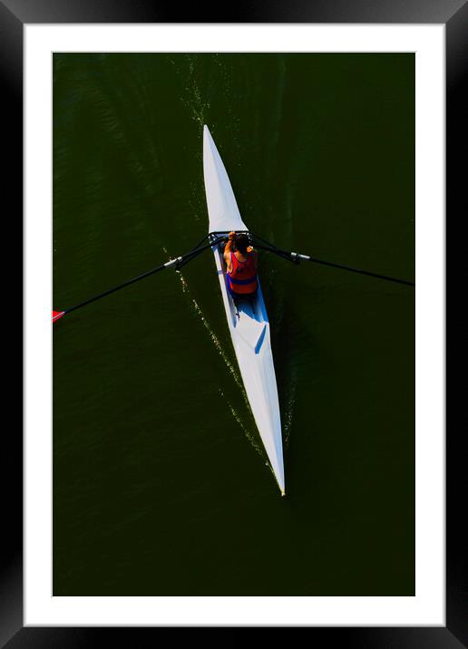 People rowing in Guadalquivir River in Seville Framed Mounted Print by Jose Manuel Espigares Garc