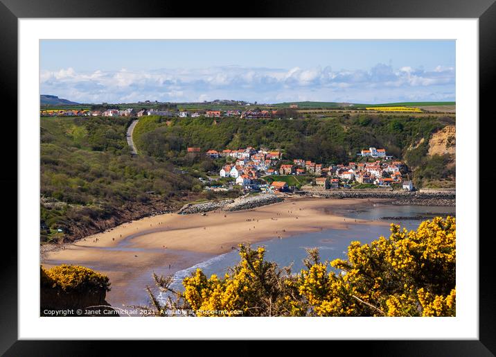 Clifftop view of Runswick Bay Framed Mounted Print by Janet Carmichael