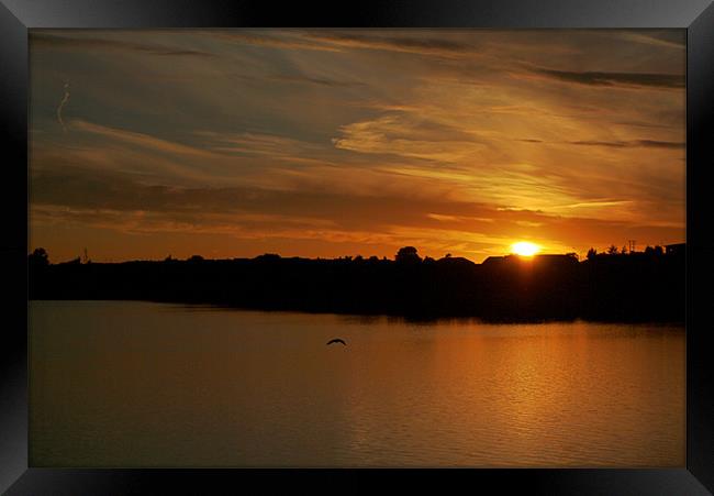 Sunset over Fishmoor Reservoir Framed Print by Peter Elliott 