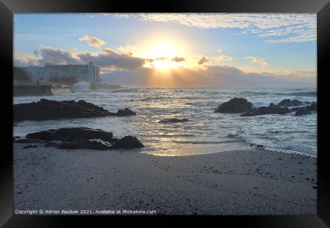 Sunset over Cape Town Beach  Framed Print by Adrian Paulsen