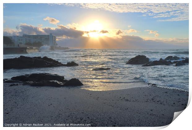 Sunset over Cape Town Beach  Print by Adrian Paulsen