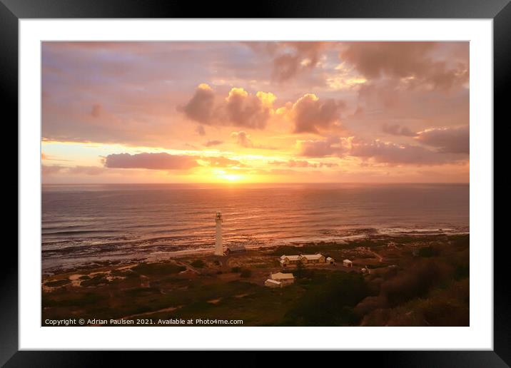 Sunset over lighthouse  Framed Mounted Print by Adrian Paulsen