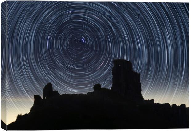 Corfe Star Trails Canvas Print by David Neighbour