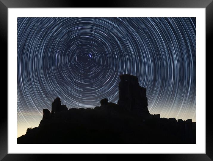 Corfe Star Trails Framed Mounted Print by David Neighbour
