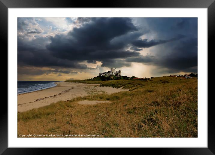 Bamburgh Castle - A storm is brewing Framed Mounted Print by Simon Marlow