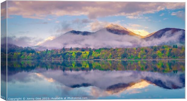 The Green Line of Derwentwater  Canvas Print by Jonny Gios