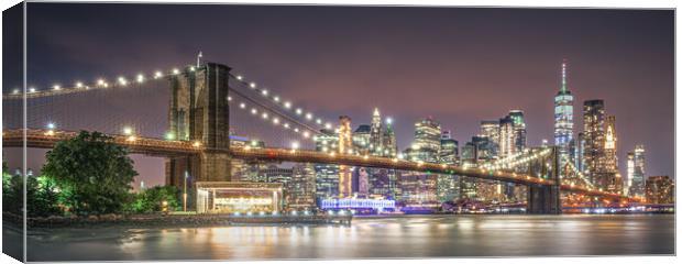 Illuminated Beauty of Brooklyn Bridge Canvas Print by Alan Le Bon