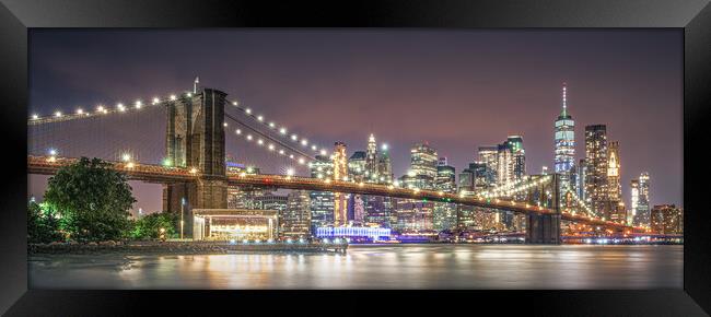 Illuminated Beauty of Brooklyn Bridge Framed Print by Alan Le Bon