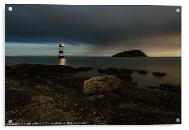 Penmon Lighthouse Acrylic by Nigel Wilkins