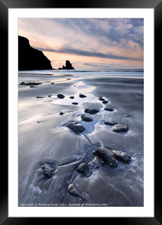 Talisker Beach at Sunset Skye Scotland Framed Mounted Print by Barbara Jones