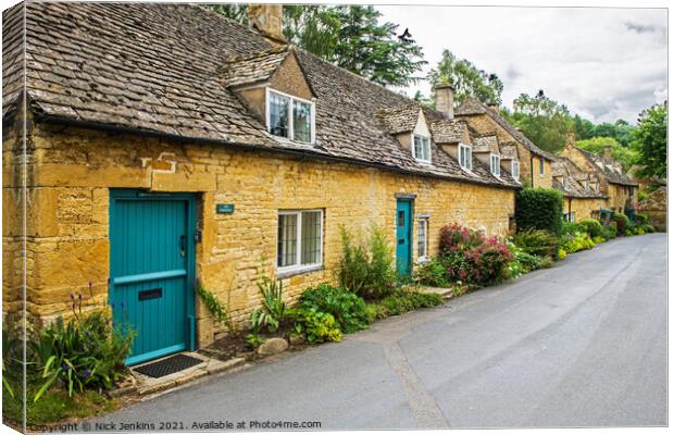 Row of Cottages Snowshill Village Cotswolds Canvas Print by Nick Jenkins