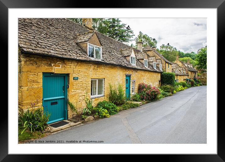 Row of Cottages Snowshill Village Cotswolds Framed Mounted Print by Nick Jenkins