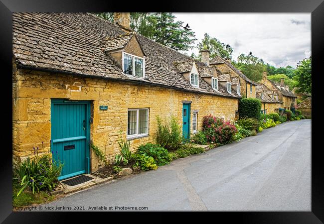 Row of Cottages Snowshill Village Cotswolds Framed Print by Nick Jenkins