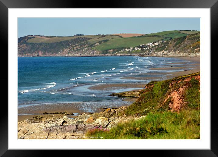 The waves roll in at Whitsand Bay Cornwall Framed Mounted Print by Rosie Spooner