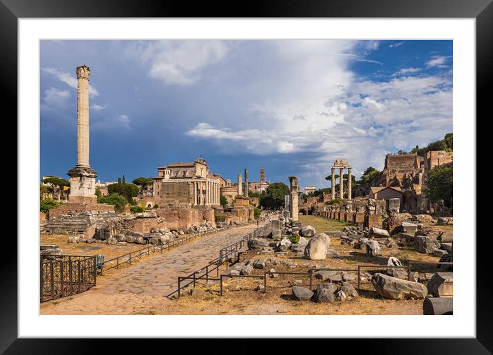 Roman Forum Ruins In Rome Framed Mounted Print by Artur Bogacki