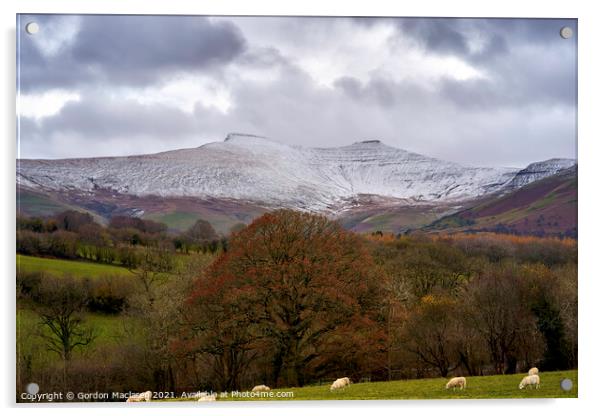 Snow on Pen y Fan, Brecon Beacons Acrylic by Gordon Maclaren