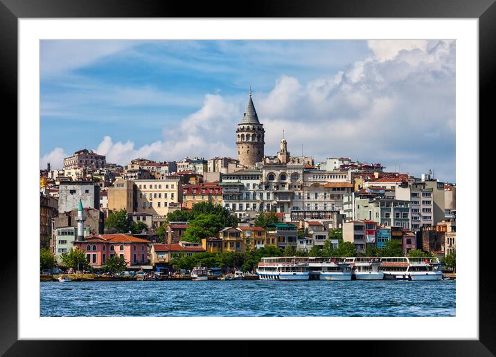 Istanbul City Skyline Framed Mounted Print by Artur Bogacki
