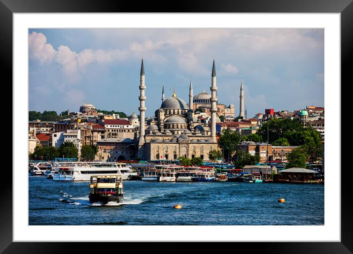 Istanbul Eminonu District City Skyline Framed Mounted Print by Artur Bogacki
