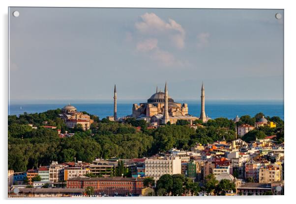 City Of Istanbul Cityscape With Hagia Sophia Acrylic by Artur Bogacki